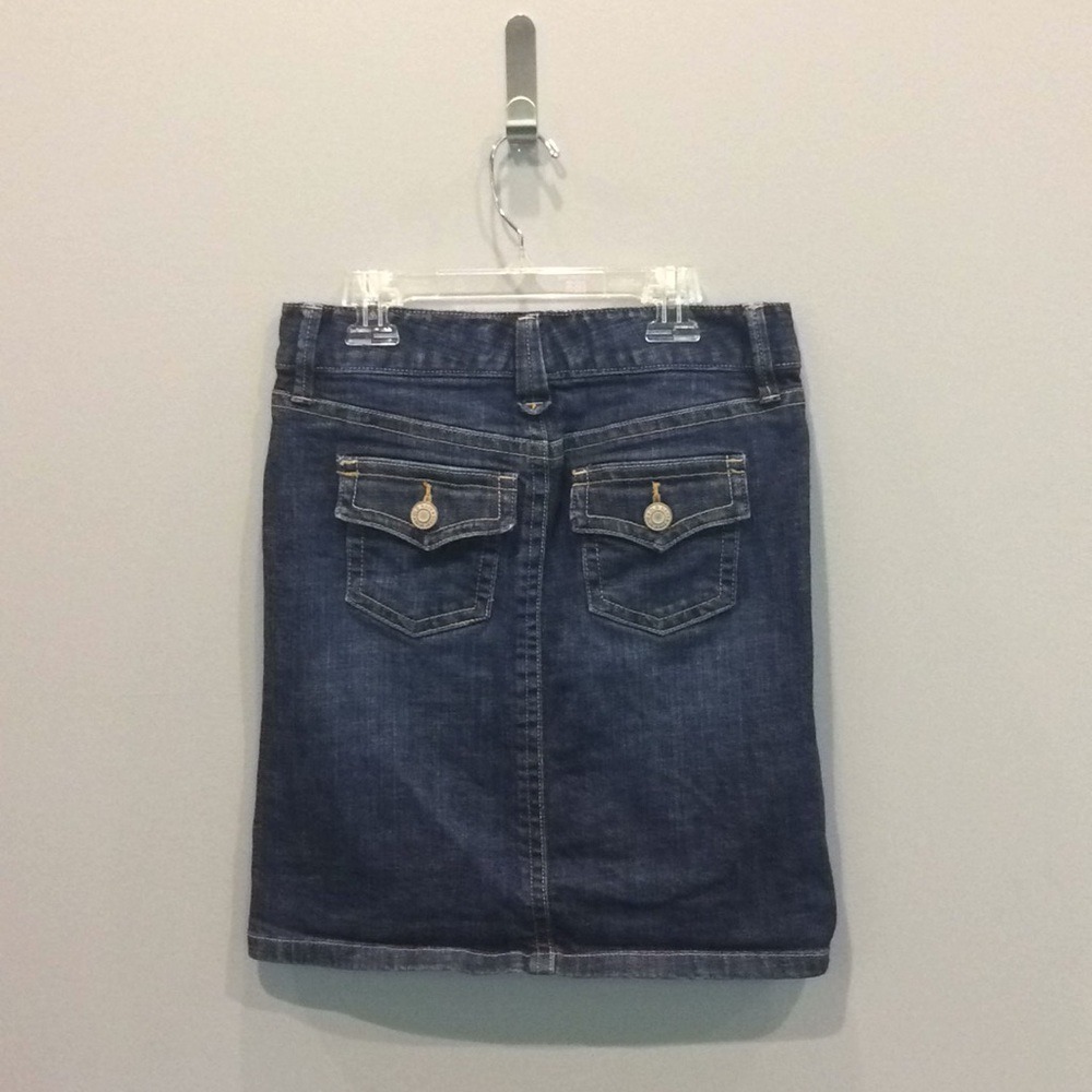 Old Navy Low Waist Denim Skirt Size 1 Dark Wash Stretch Straight Jean Skirt - Picture 3 of 9